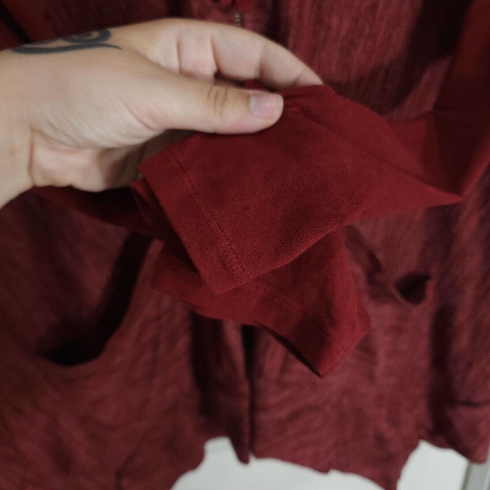 Logo Lori Goldstein Womens Jacket Red Heathered Ultrasuede Zip Up Hanky Tunic M - Picture 6 of 10